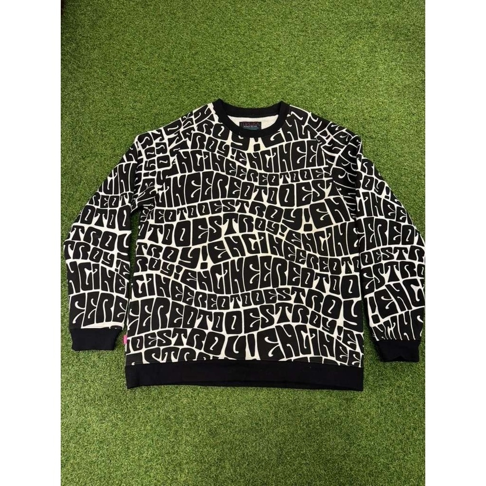 Mishka Mens The ETD Sweatshirt Mens 2XL Black Typographic Crew Neck Outdoor‎